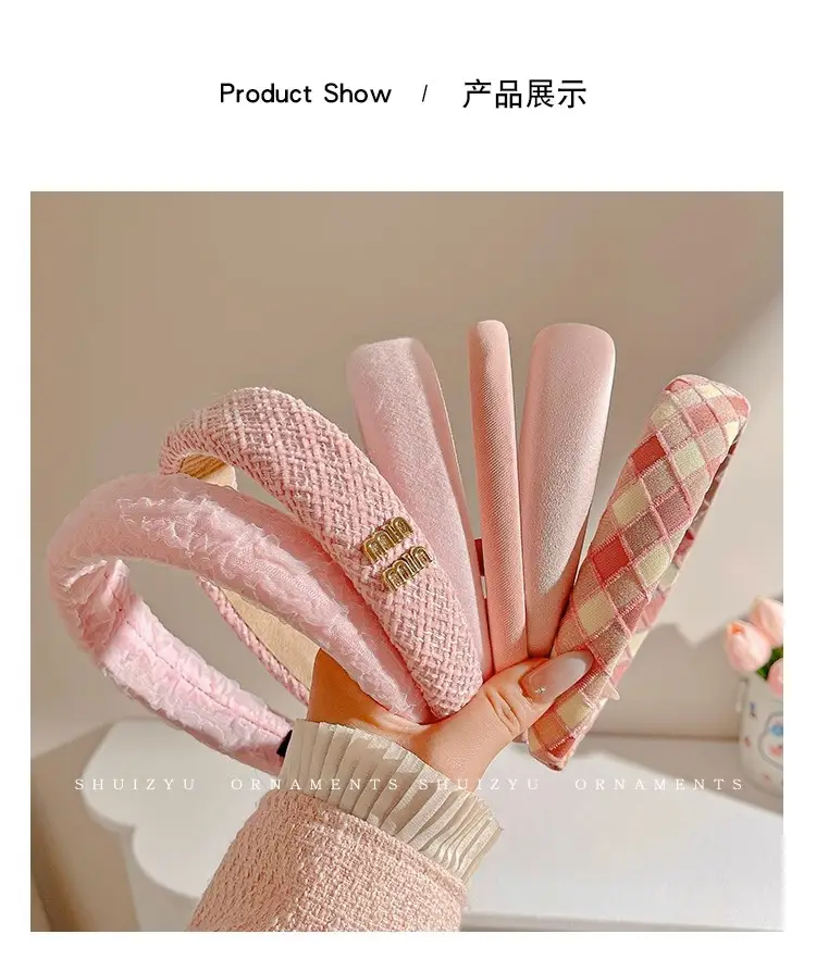 Pink Hairband for Girls 2025 New Hairpin Hair Accessories Wide-Brimmed Face Wash Hair Bundle Headband High Skull Popular Headwear — feature 20