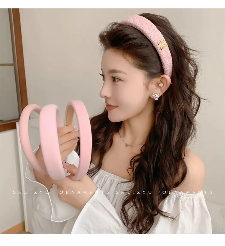 Pink Hairband for Girls 2025 New Hairpin Hair Accessories Wide-Brimmed Face Wash Hair Bundle Headband High Skull Popular Headwear — feature 21