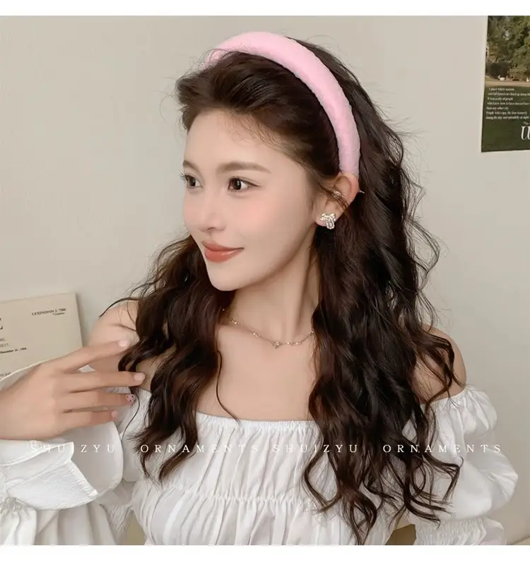 Pink Hairband for Girls 2025 New Hairpin Hair Accessories Wide-Brimmed Face Wash Hair Bundle Headband High Skull Popular Headwear — feature 22