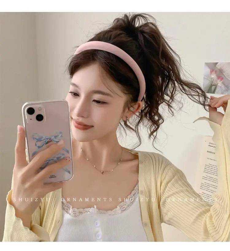 Pink Hairband for Girls 2025 New Hairpin Hair Accessories Wide-Brimmed Face Wash Hair Bundle Headband High Skull Popular Headwear — feature 23