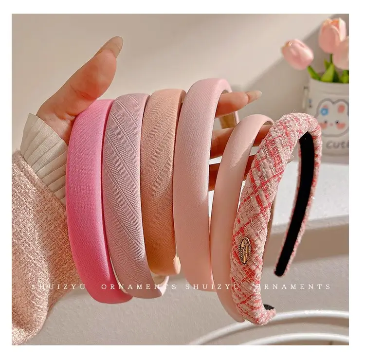 Pink Hairband for Girls 2025 New Hairpin Hair Accessories Wide-Brimmed Face Wash Hair Bundle Headband High Skull Popular Headwear — feature 25