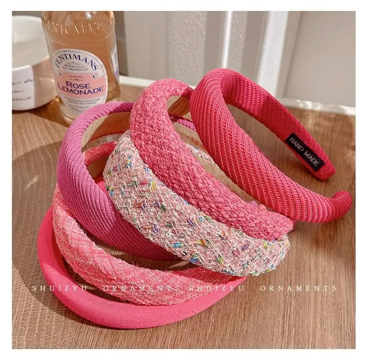 Pink Hairband for Girls 2025 New Hairpin Hair Accessories Wide-Brimmed Face Wash Hair Bundle Headband High Skull Popular Headwear — feature 26