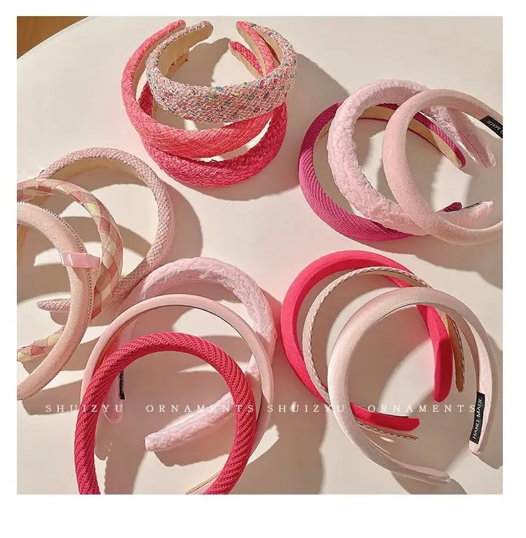 Pink Hairband for Girls 2025 New Hairpin Hair Accessories Wide-Brimmed Face Wash Hair Bundle Headband High Skull Popular Headwear — feature 28