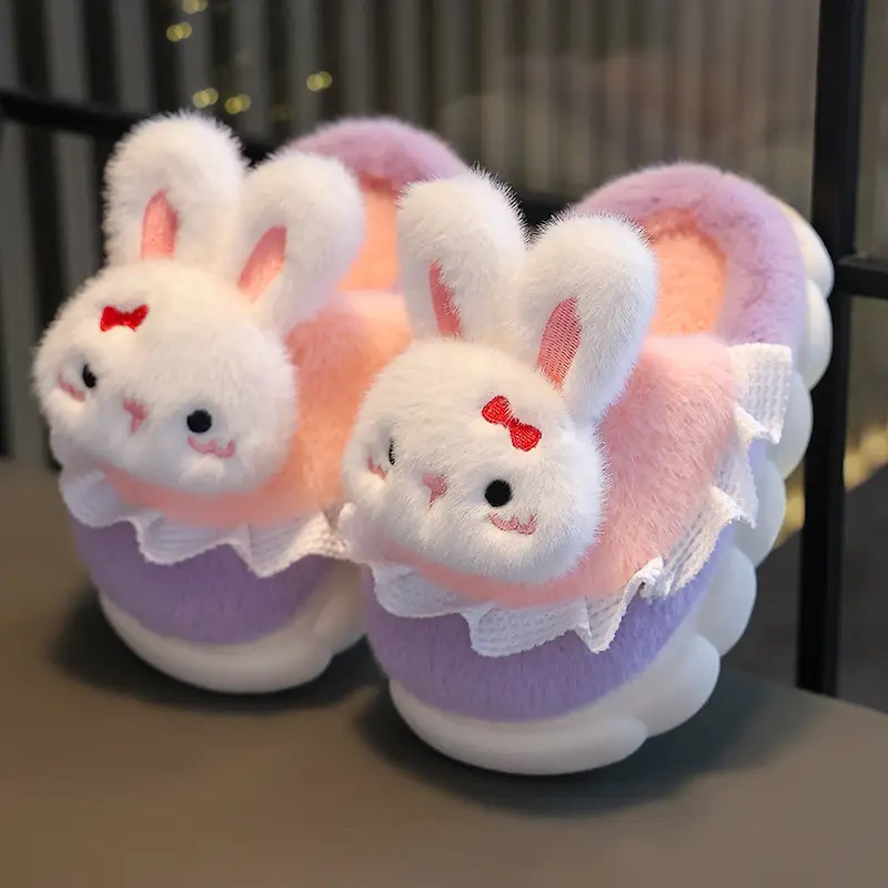 Children's cotton slippers girls' cute cartoon winter indoor and outdoor home warm non-slip baby cotton shoes parent-child shoes