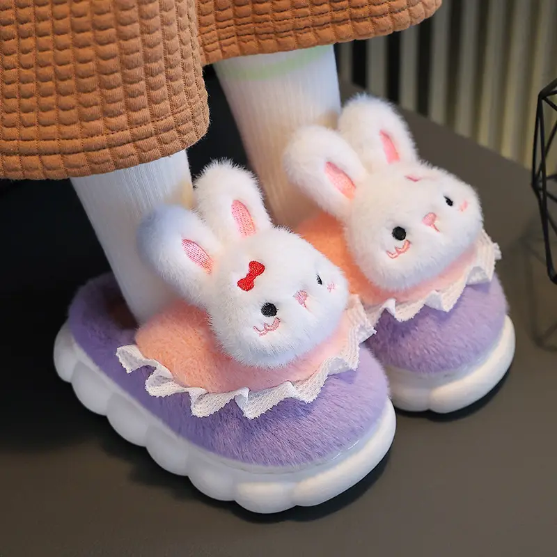 Children's cotton slippers girls' cute cartoon winter indoor and outdoor home warm non-slip baby cotton shoes parent-child shoes
