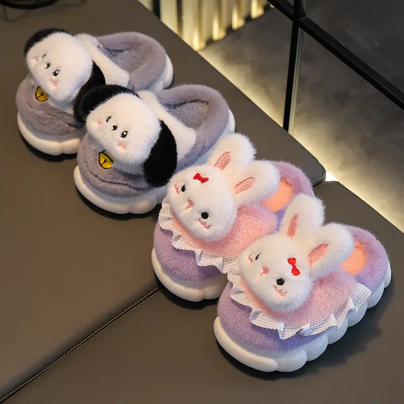Children's cotton slippers girls' cute cartoon winter indoor and outdoor home warm non-slip baby cotton shoes parent-child shoes