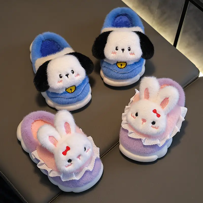 Children's cotton slippers girls' cute cartoon winter indoor and outdoor home warm non-slip baby cotton shoes parent-child shoes