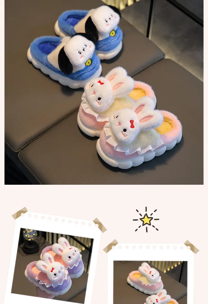 Children's cotton slippers girls' cute cartoon winter indoor and outdoor home warm non-slip baby cotton shoes parent-child shoes — feature 11