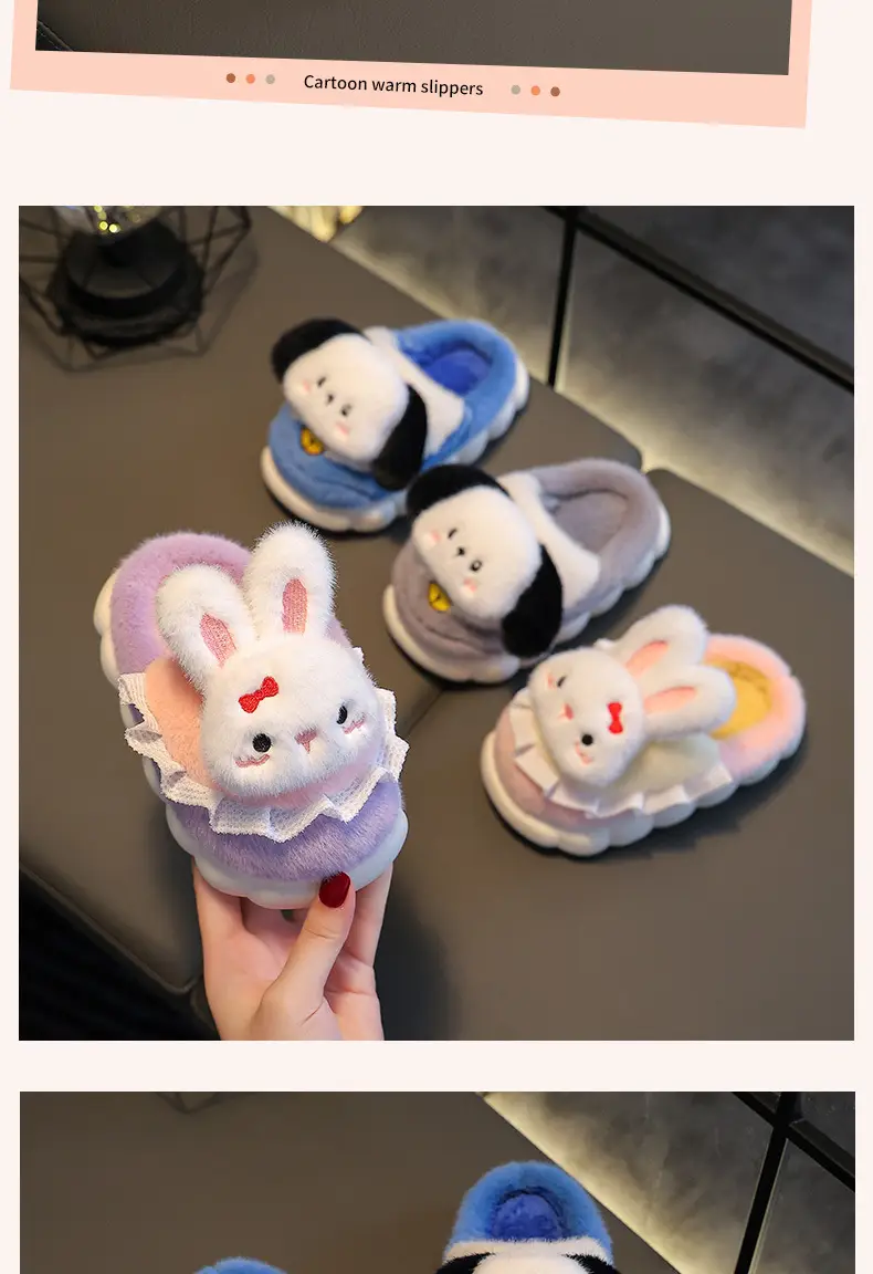 Children's cotton slippers girls' cute cartoon winter indoor and outdoor home warm non-slip baby cotton shoes parent-child shoes — feature 13