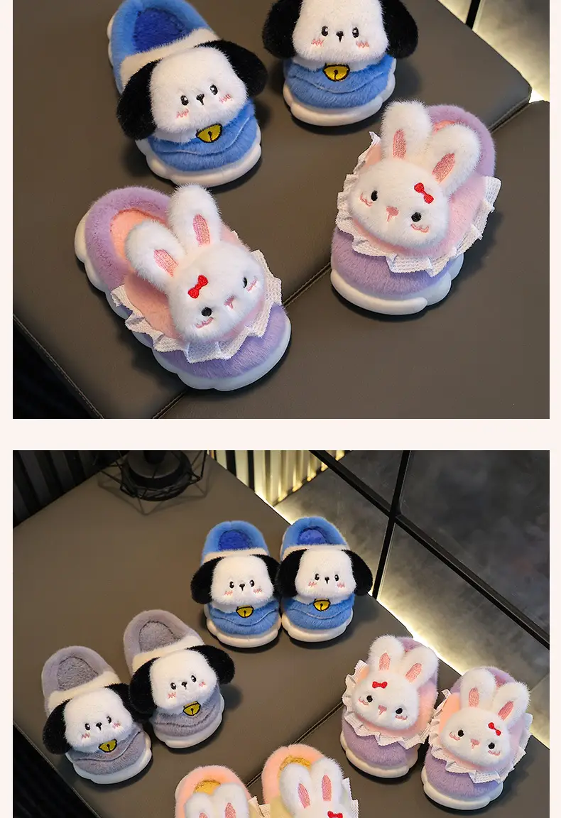 Children's cotton slippers girls' cute cartoon winter indoor and outdoor home warm non-slip baby cotton shoes parent-child shoes — feature 14