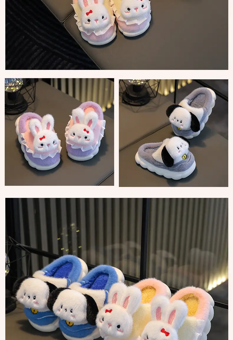 Children's cotton slippers girls' cute cartoon winter indoor and outdoor home warm non-slip baby cotton shoes parent-child shoes — feature 15