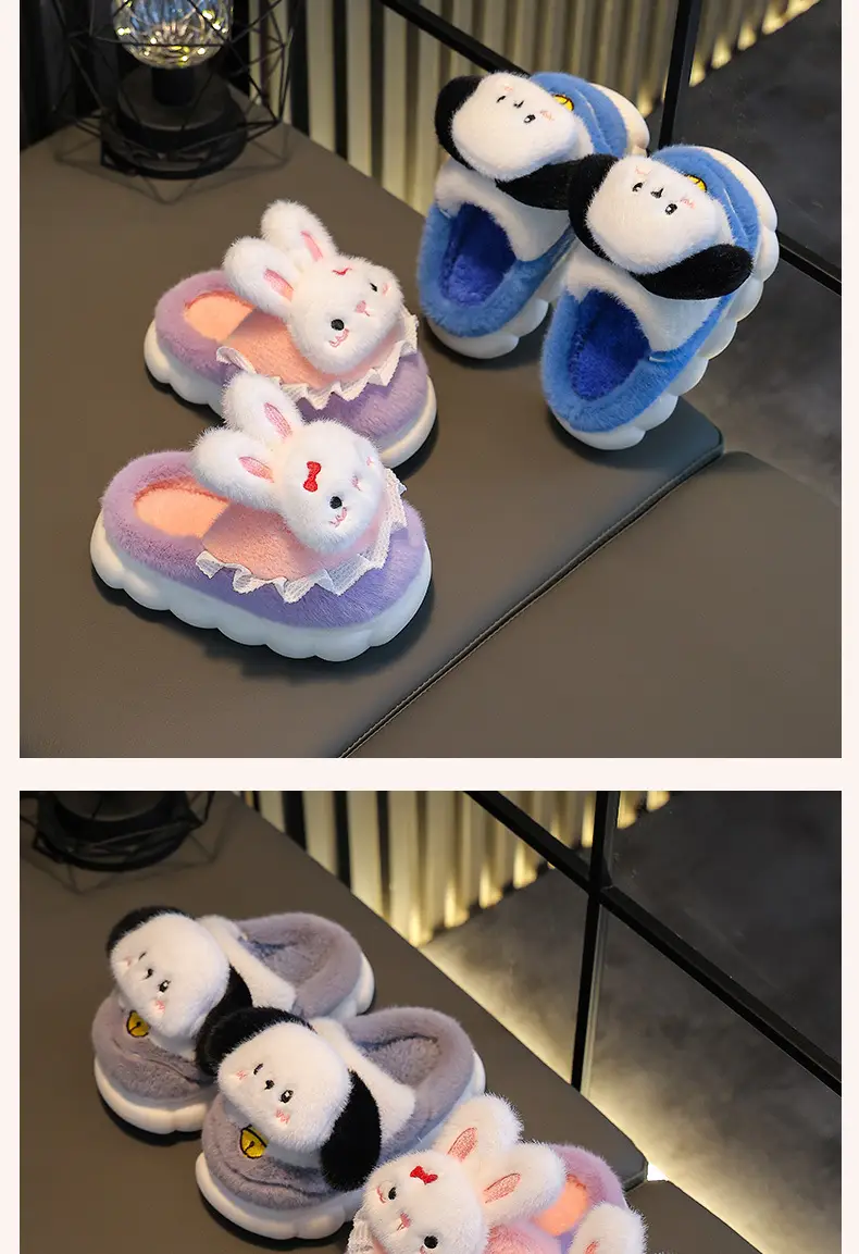 Children's cotton slippers girls' cute cartoon winter indoor and outdoor home warm non-slip baby cotton shoes parent-child shoes — feature 17