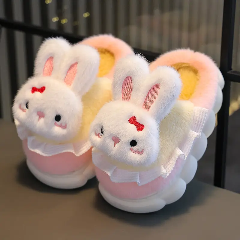 Children's cotton slippers girls' cute cartoon winter indoor and outdoor home warm non-slip baby cotton shoes parent-child shoes