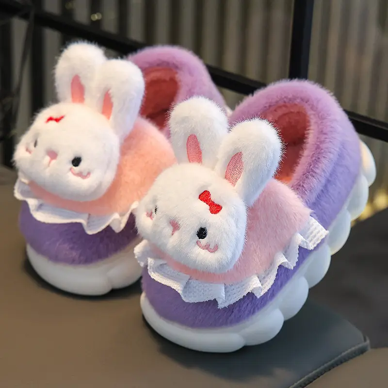 Children's cotton slippers girls' cute cartoon winter indoor and outdoor home warm non-slip baby cotton shoes parent-child shoes