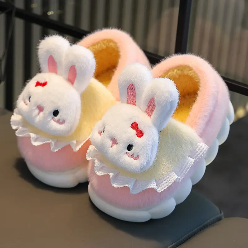 Children's cotton slippers girls' cute cartoon winter indoor and outdoor home warm non-slip baby cotton shoes parent-child shoes