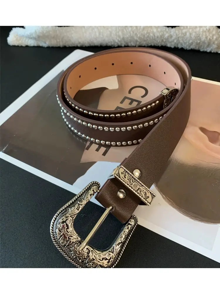 New Punk Style Rivet Leather Belt for Women β feature 7