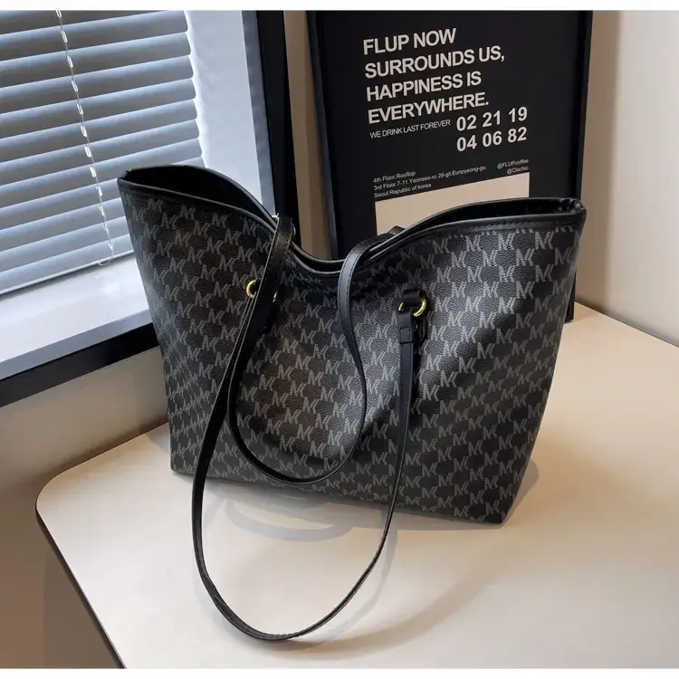 Women's Brown Plaid Tote Bag Large Capacity Shoulder Commute — feature 16