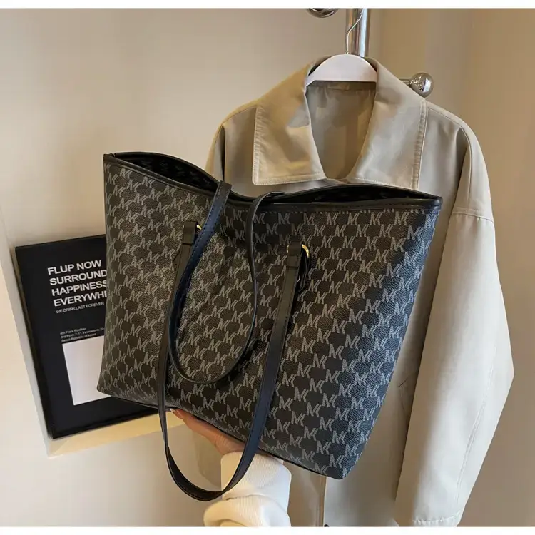 Women's Brown Plaid Tote Bag Large Capacity Shoulder Commute — feature 26