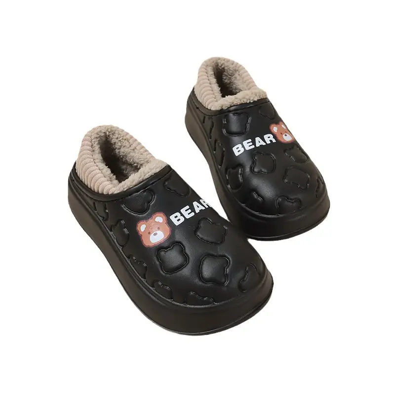 Bear bag heel cotton slippers dormitory good warm cartoon bag heel thickened cotton slippers girl style waterproof shoes lining - Image 11