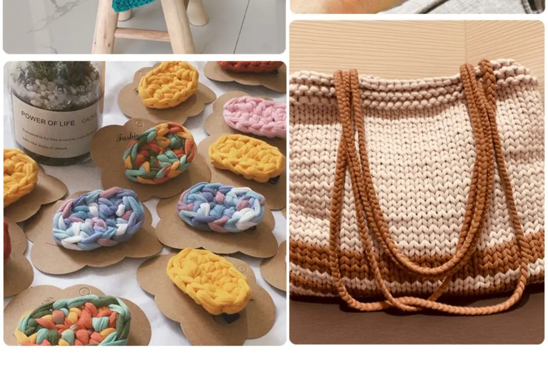 Cloth thread hand-woven diy material hook cotton slippers bag Crochet high elastic thick wool ball large cotton thread — feature 11