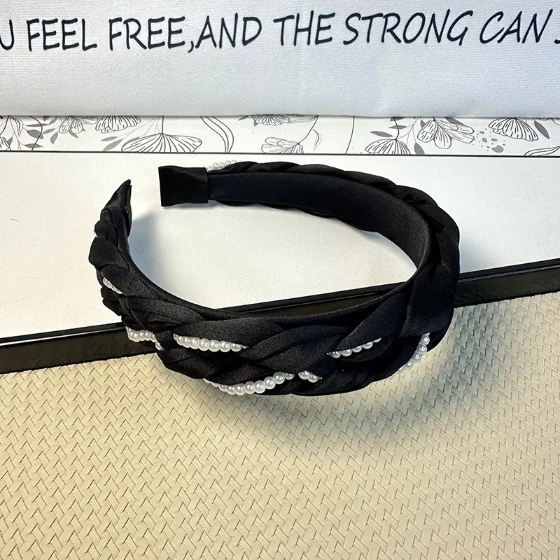 Chanel Style Twist Braid Pearl Headband for Women - Image 4