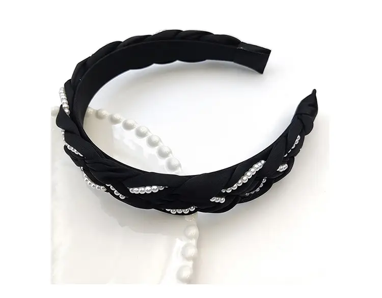 Chanel Style Twist Braid Pearl Headband for Women — feature 3