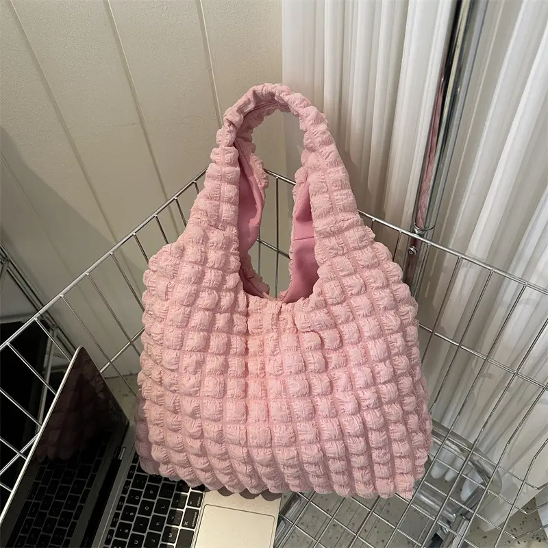 Pink Pleated Shoulder Bag for Women 2023 - Image 5