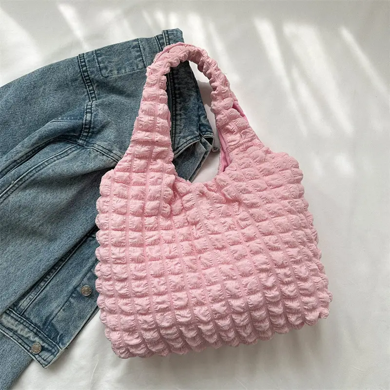 Pink Pleated Shoulder Bag for Women 2023 - Image 4