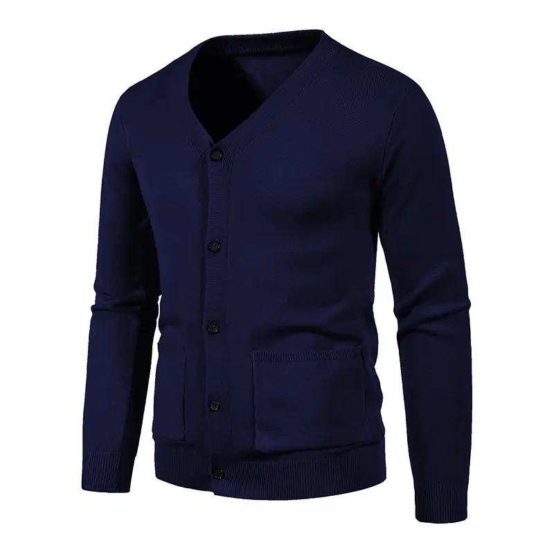 Men Black Korean Knitted Button Cardigan