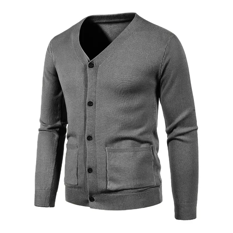 Men Black Korean Knitted Button Cardigan