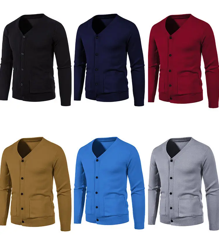 Men Black Korean Knitted Button Cardigan — feature 4