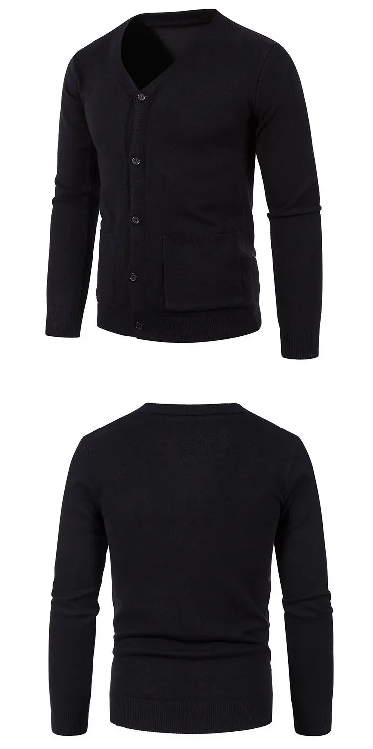 Men Black Korean Knitted Button Cardigan — feature 7