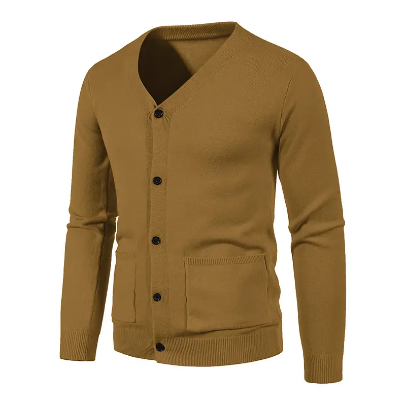 Men Black Korean Knitted Button Cardigan