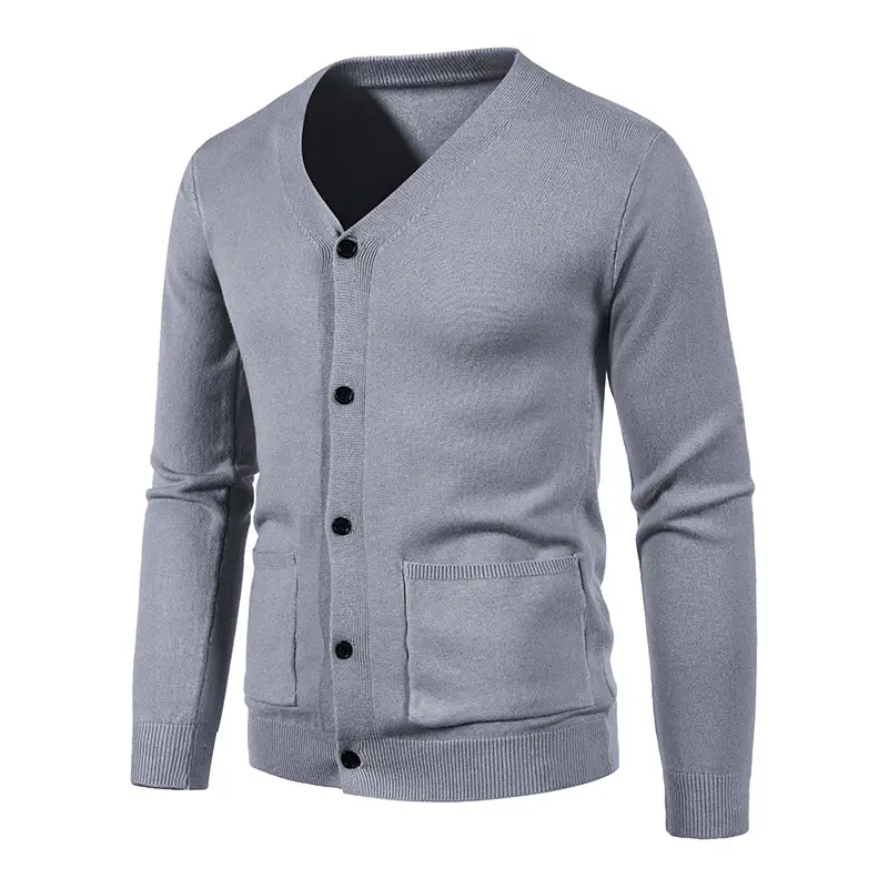 Men Black Korean Knitted Button Cardigan