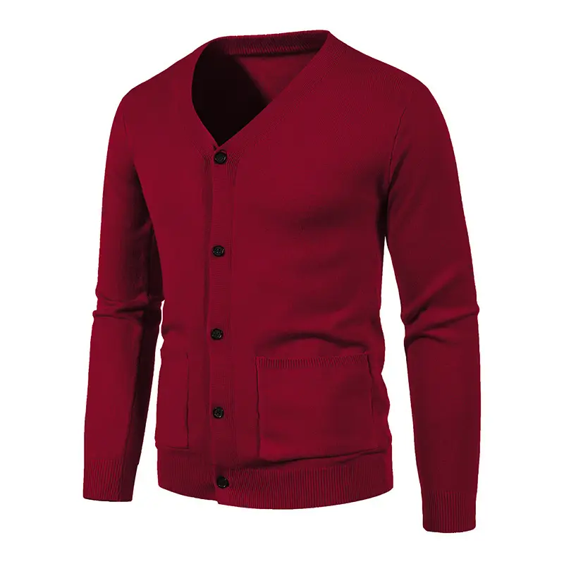 Men Black Korean Knitted Button Cardigan