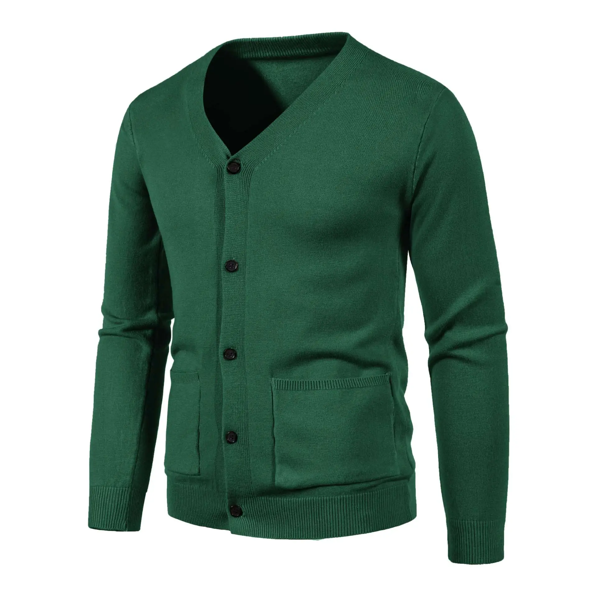 Men Black Korean Knitted Button Cardigan