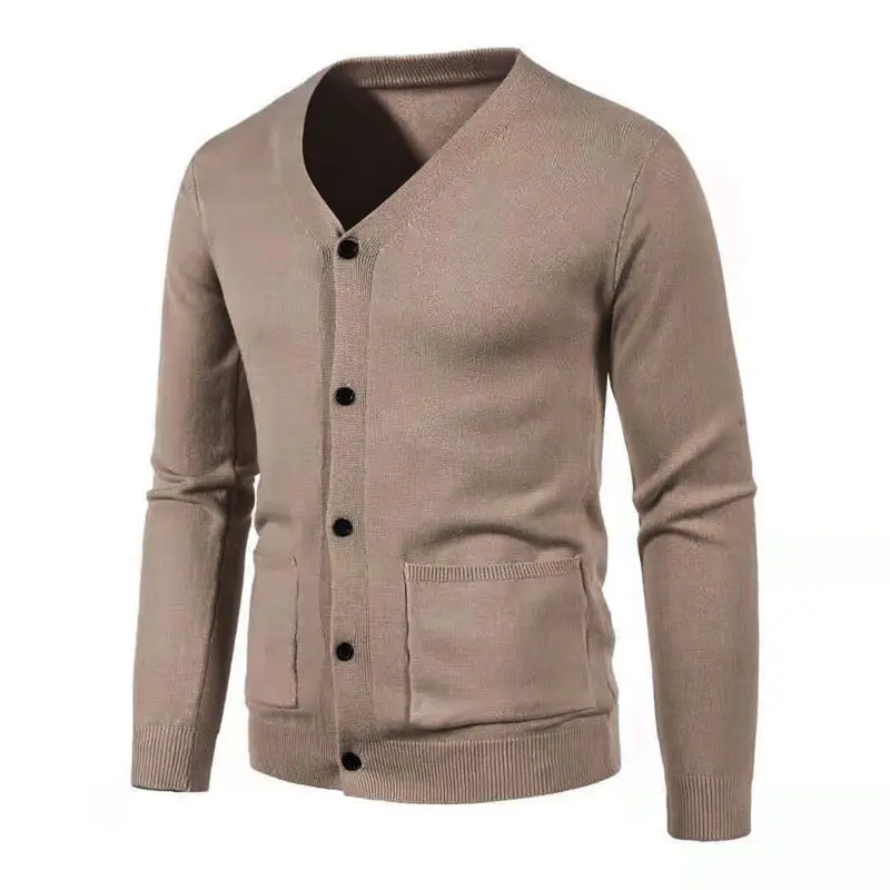 Men Black Korean Knitted Button Cardigan