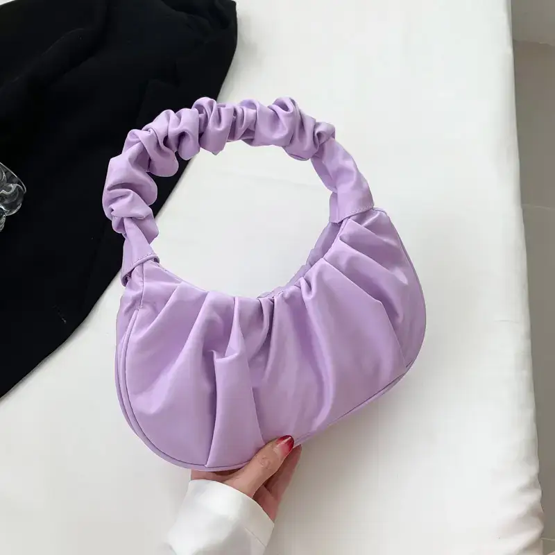 Purple Ruffled Shoulder Bag for Women 2023 - Image 13