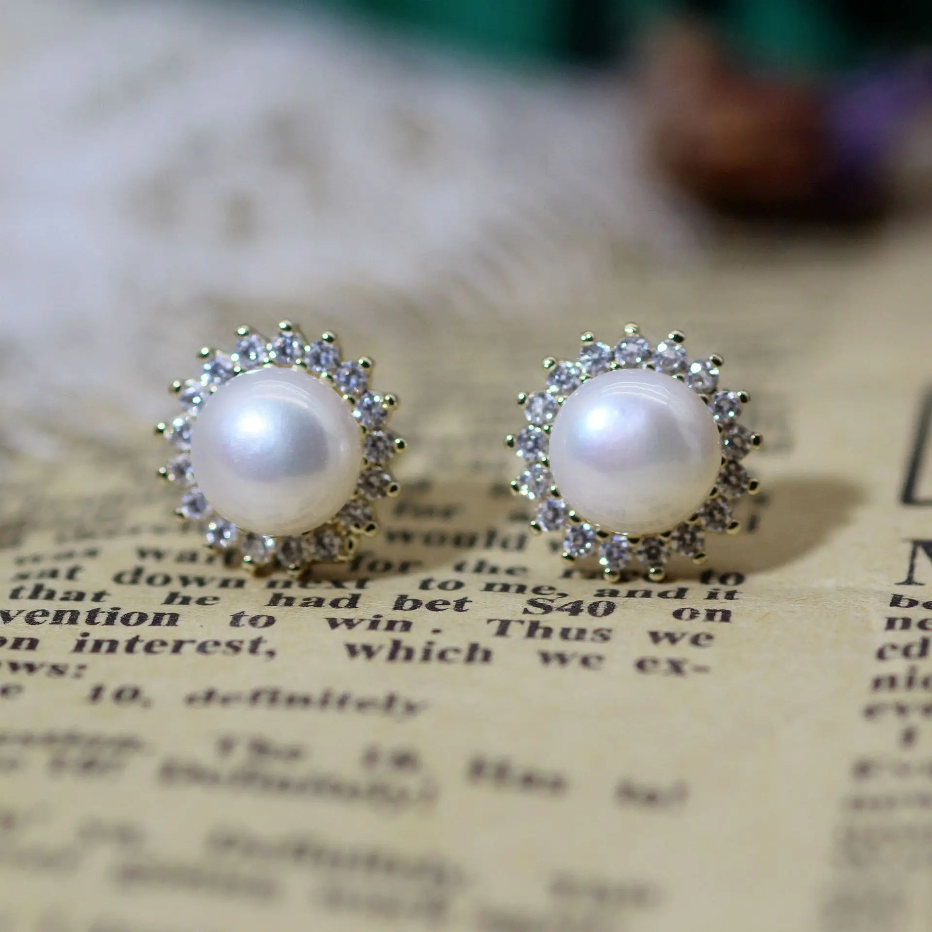 S925 Silver Pearl Sun Earrings Small — feature 14