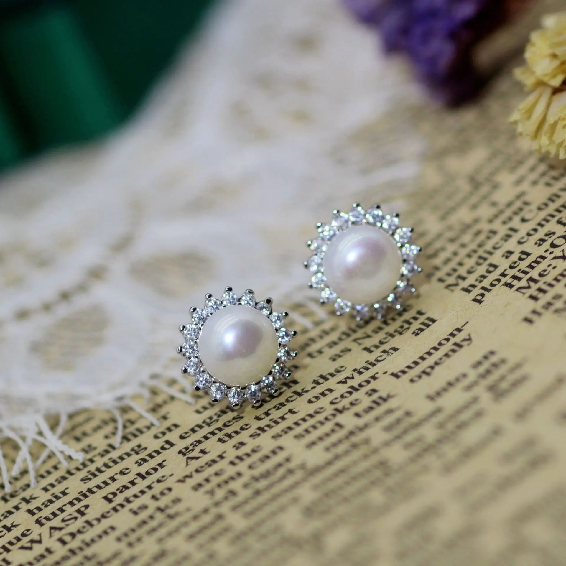 S925 Silver Pearl Sun Earrings Small — feature 17