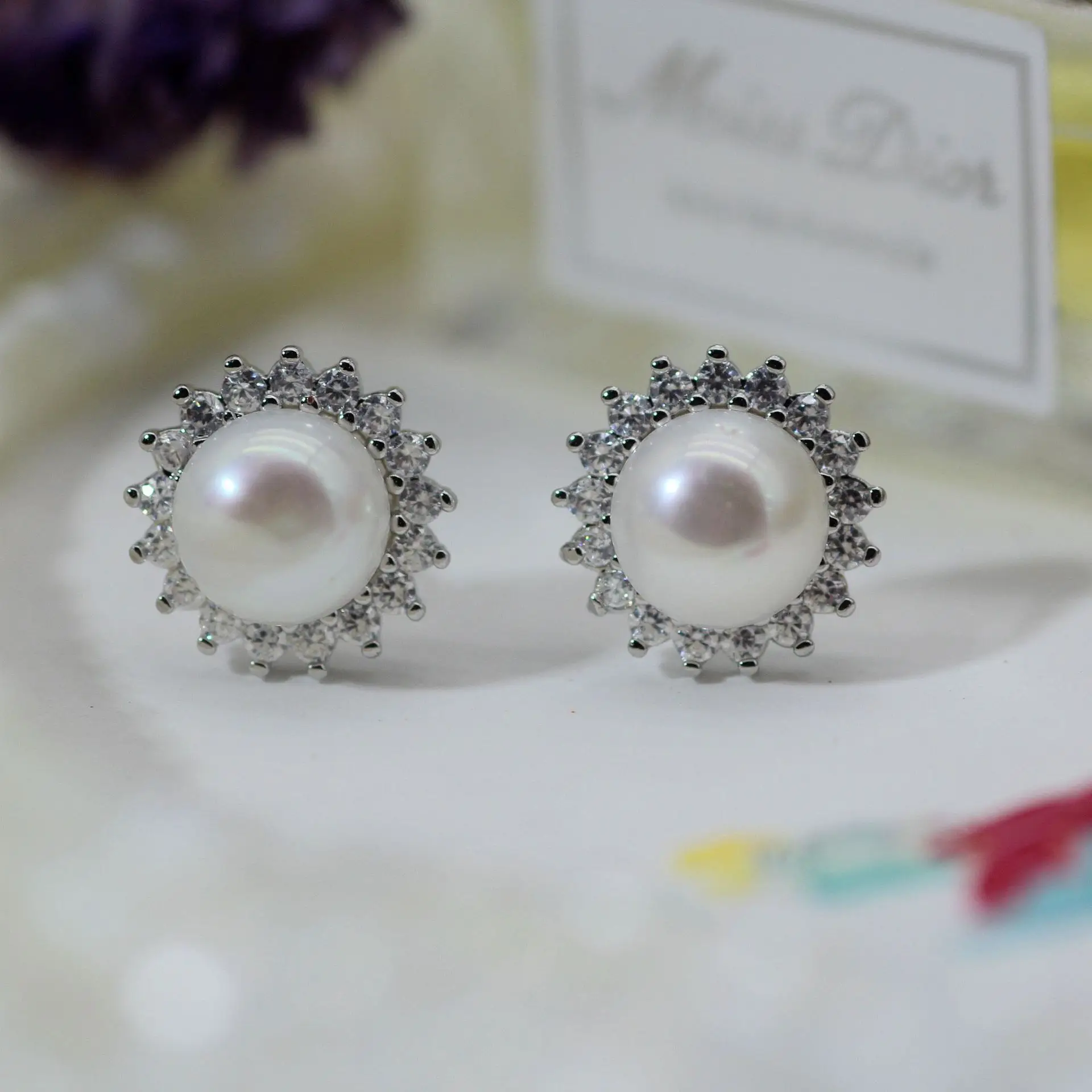 S925 Silver Pearl Sun Earrings Small — feature 6
