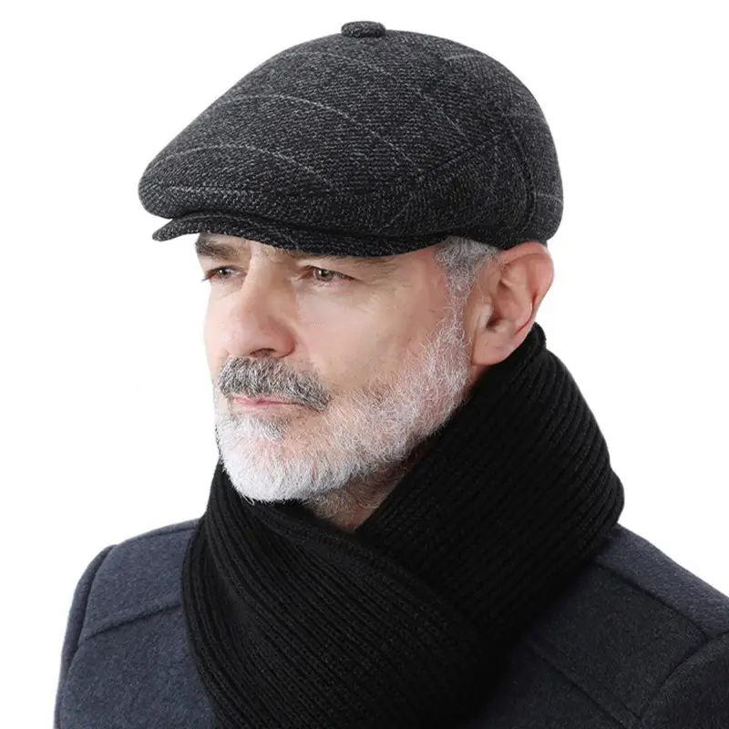 New British Vintage Men's Plaid Ear Protectors Cap - Image 6