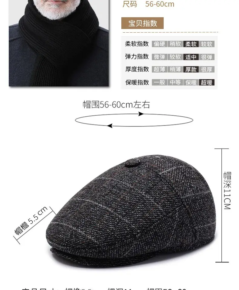 New British Vintage Men's Plaid Ear Protectors Cap — feature 11