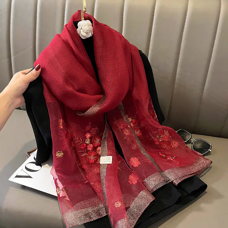 Red Silk Scarf for Women Korean Style Warm Winter Wear — feature 8