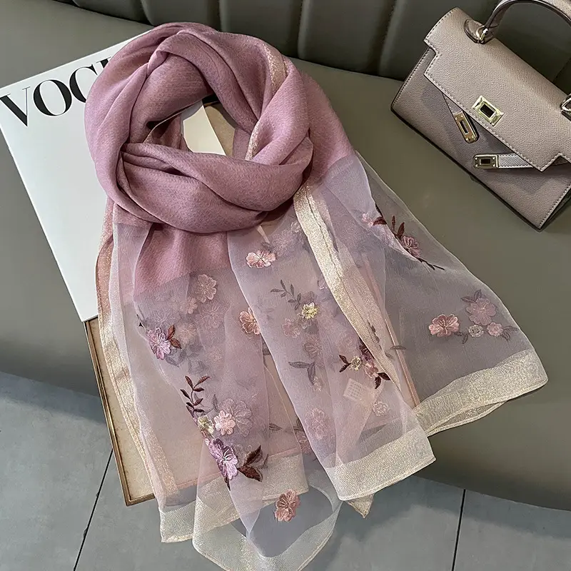 Red Silk Scarf for Women Korean Style Warm Winter Wear - Image 2