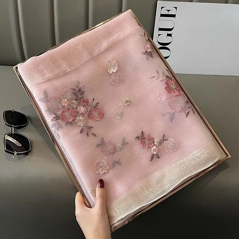 Red Silk Scarf for Women Korean Style Warm Winter Wear - Image 3