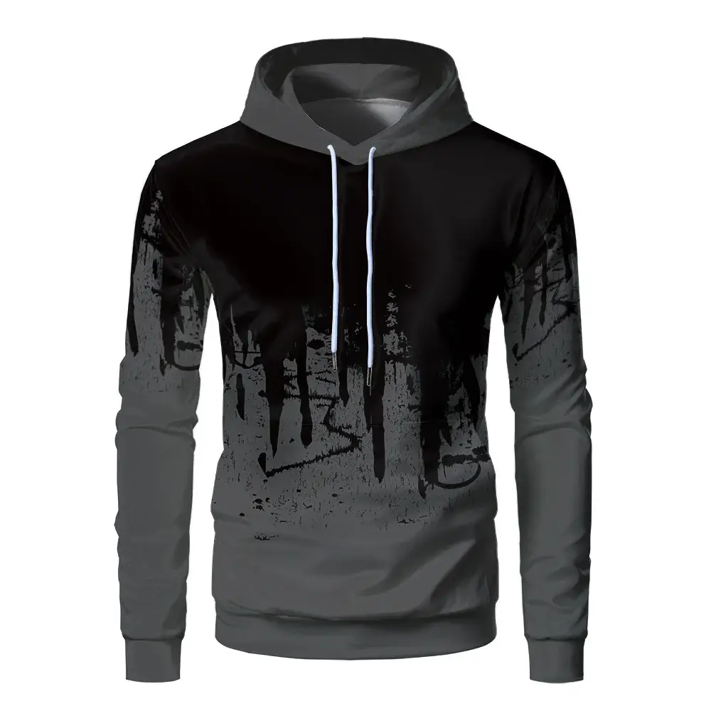 3D Digital Ink Hoodie Men Red Black Gradient Print — feature 2