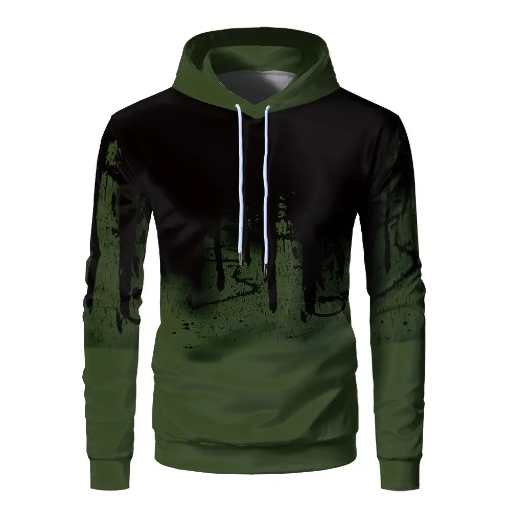 3D Digital Ink Hoodie Men Red Black Gradient Print — feature 5