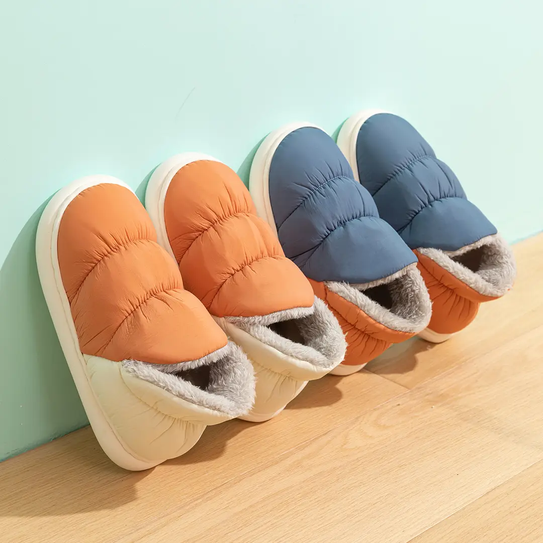 Waterproof Cotton Slippers for Men, Indoor Home Use, 2026 New Model, Couple's Non-Slip Warm Heel-Covered down Fabric Cotton Slippers for Women, Winter - Image 6
