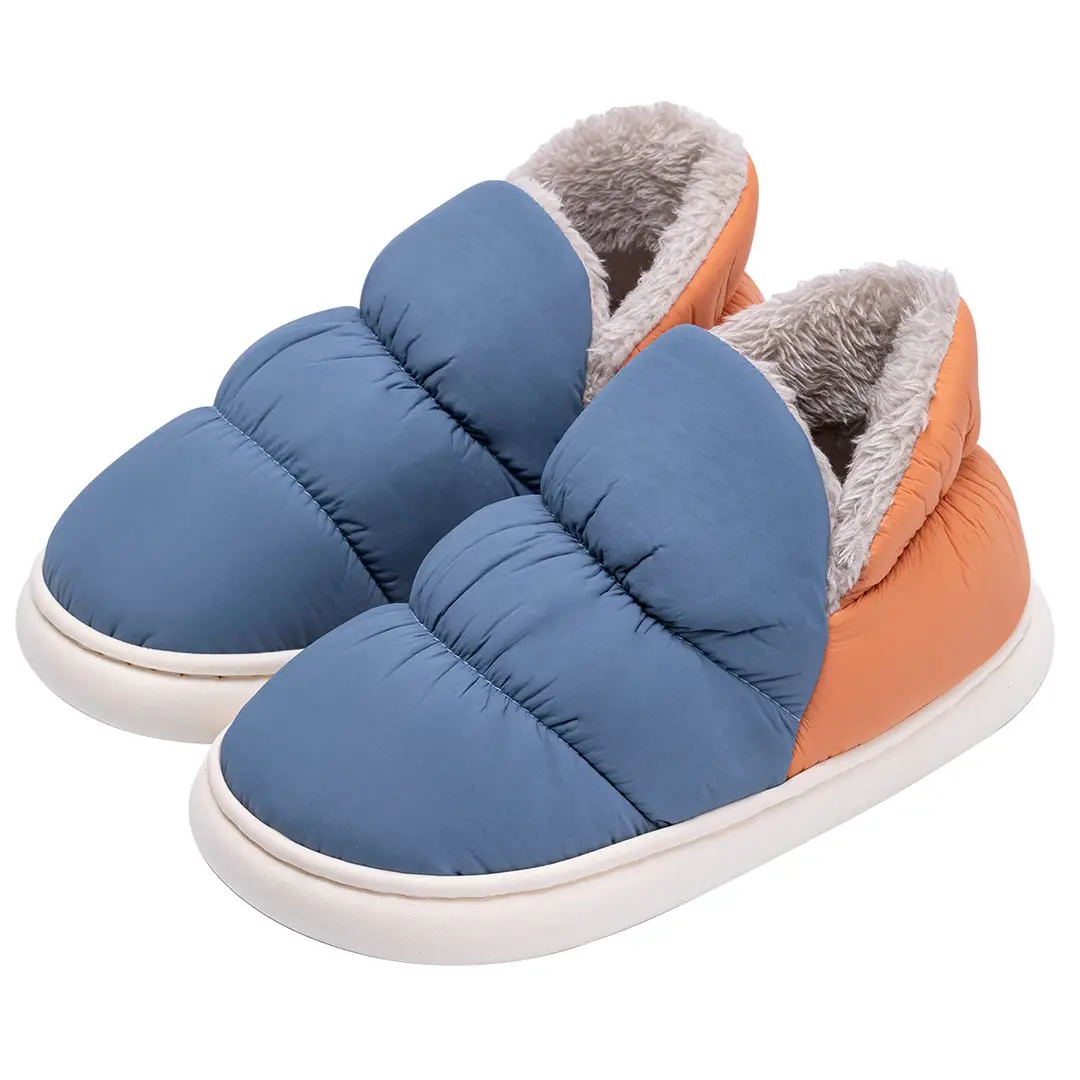 Waterproof Cotton Slippers for Men, Indoor Home Use, 2026 New Model, Couple's Non-Slip Warm Heel-Covered down Fabric Cotton Slippers for Women, Winter - Image 9